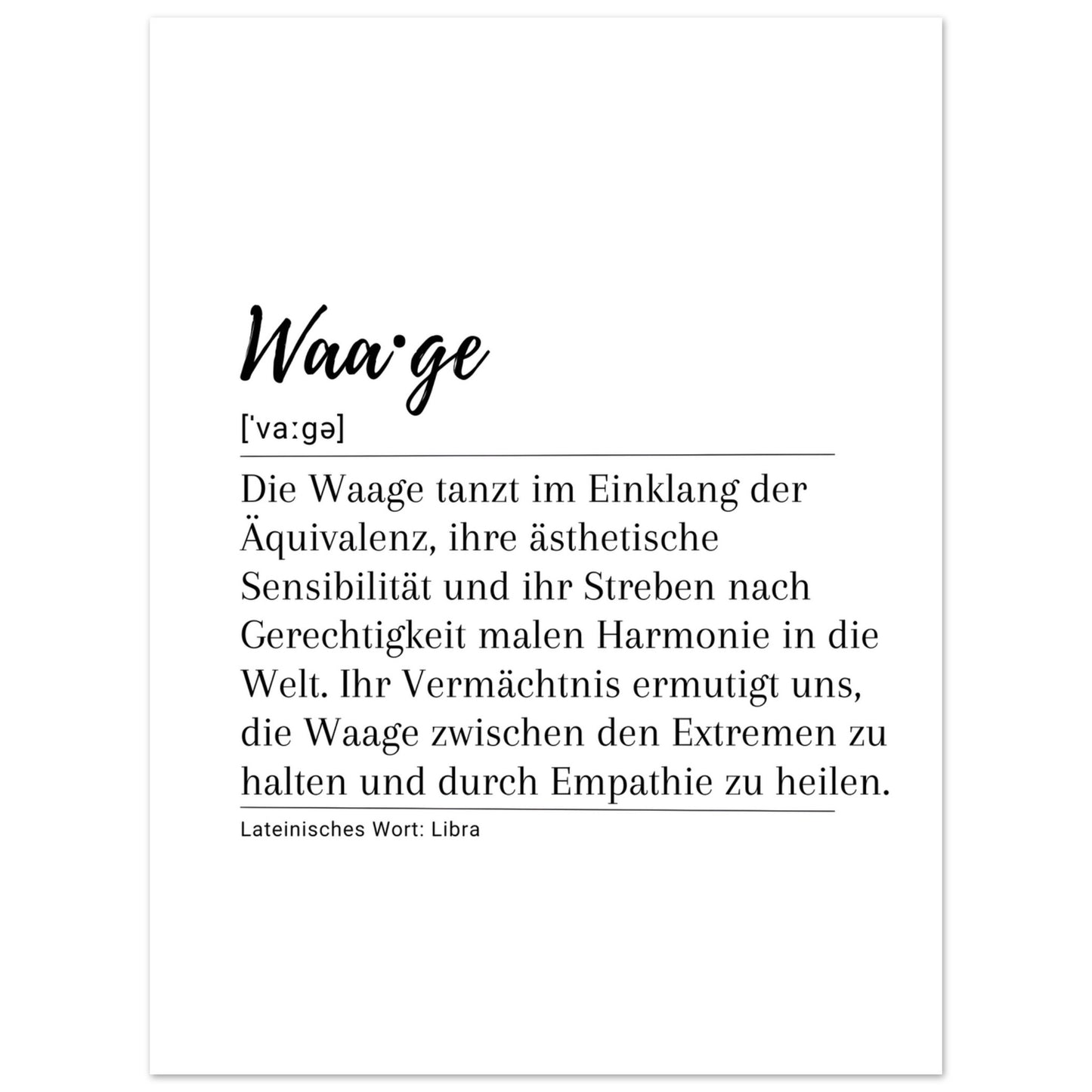 Waage - Poster