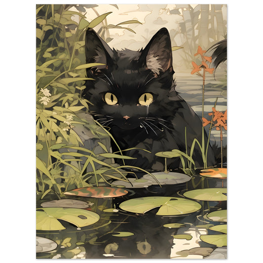 Cat by the Pond - Poster