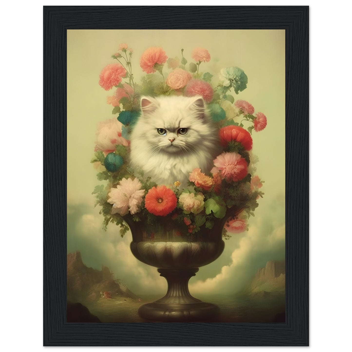 Cat in roses - Poster