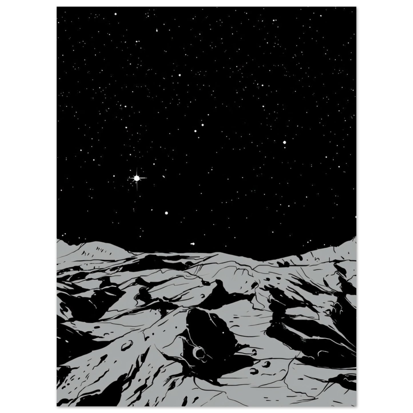 Mond Schwarz Weiß - Poster