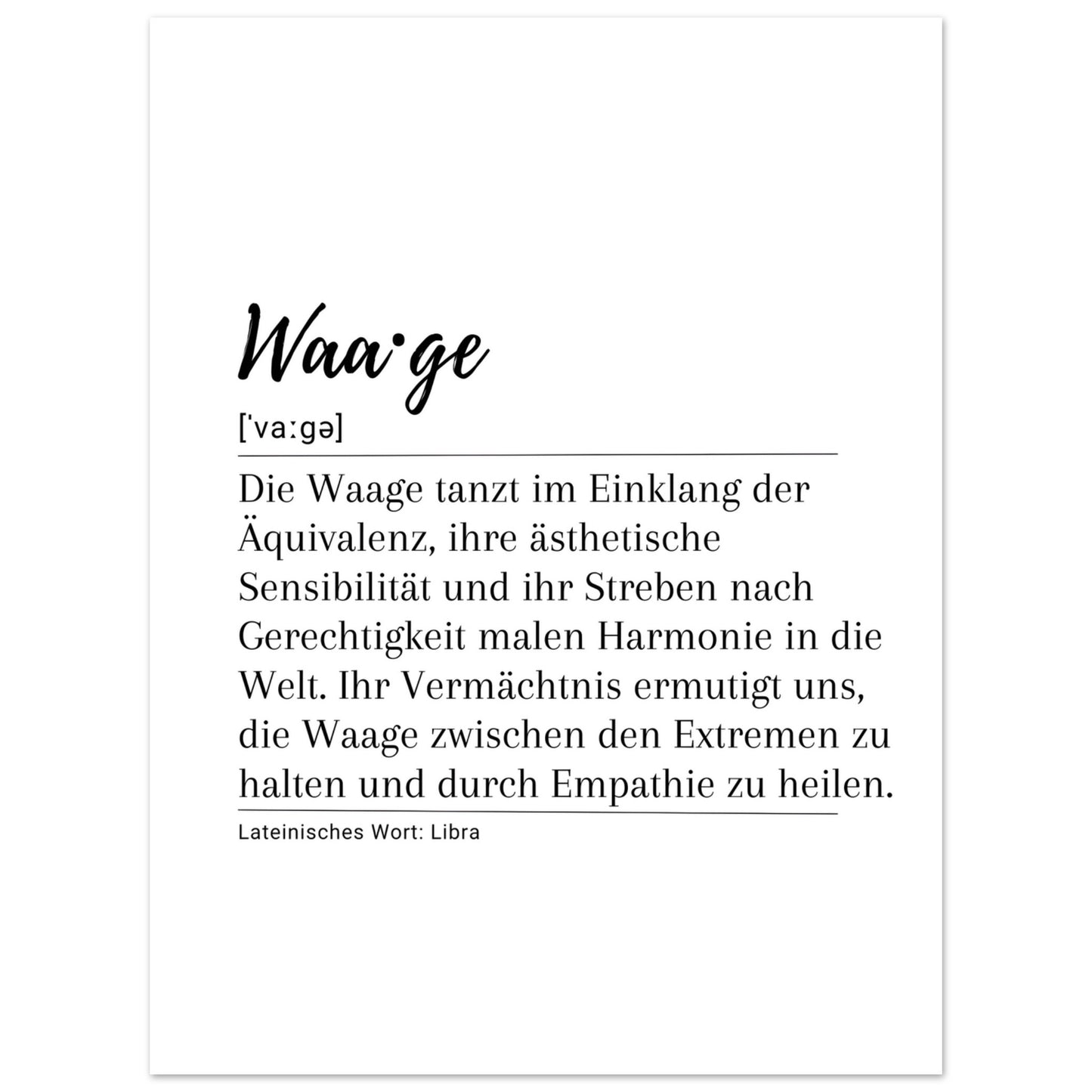 Waage - Poster