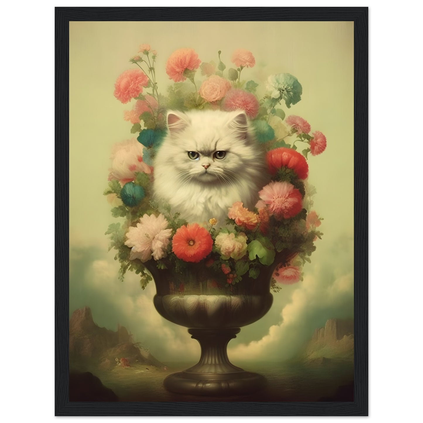 Cat in roses - Poster