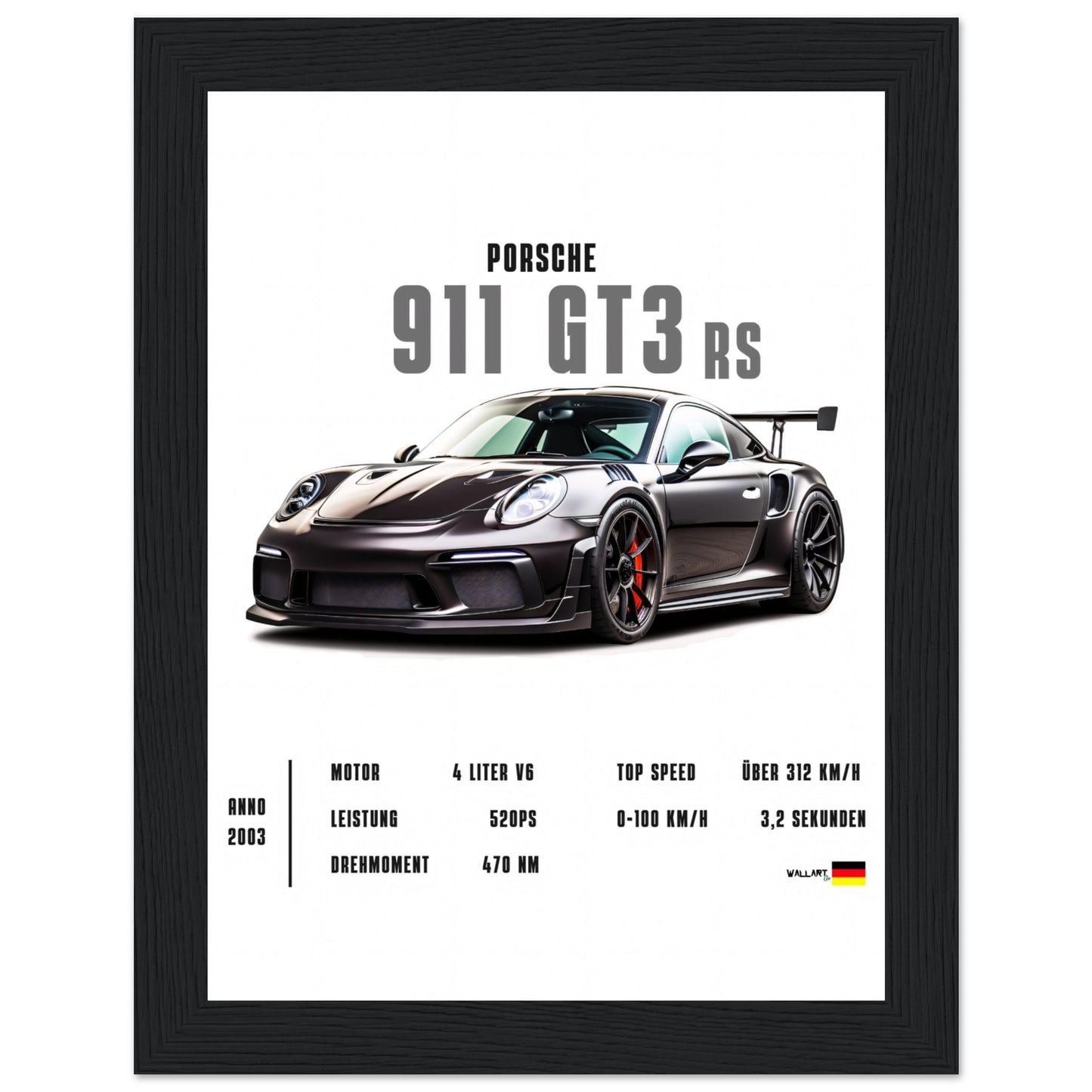 911 GT3 RS negro - Póster
