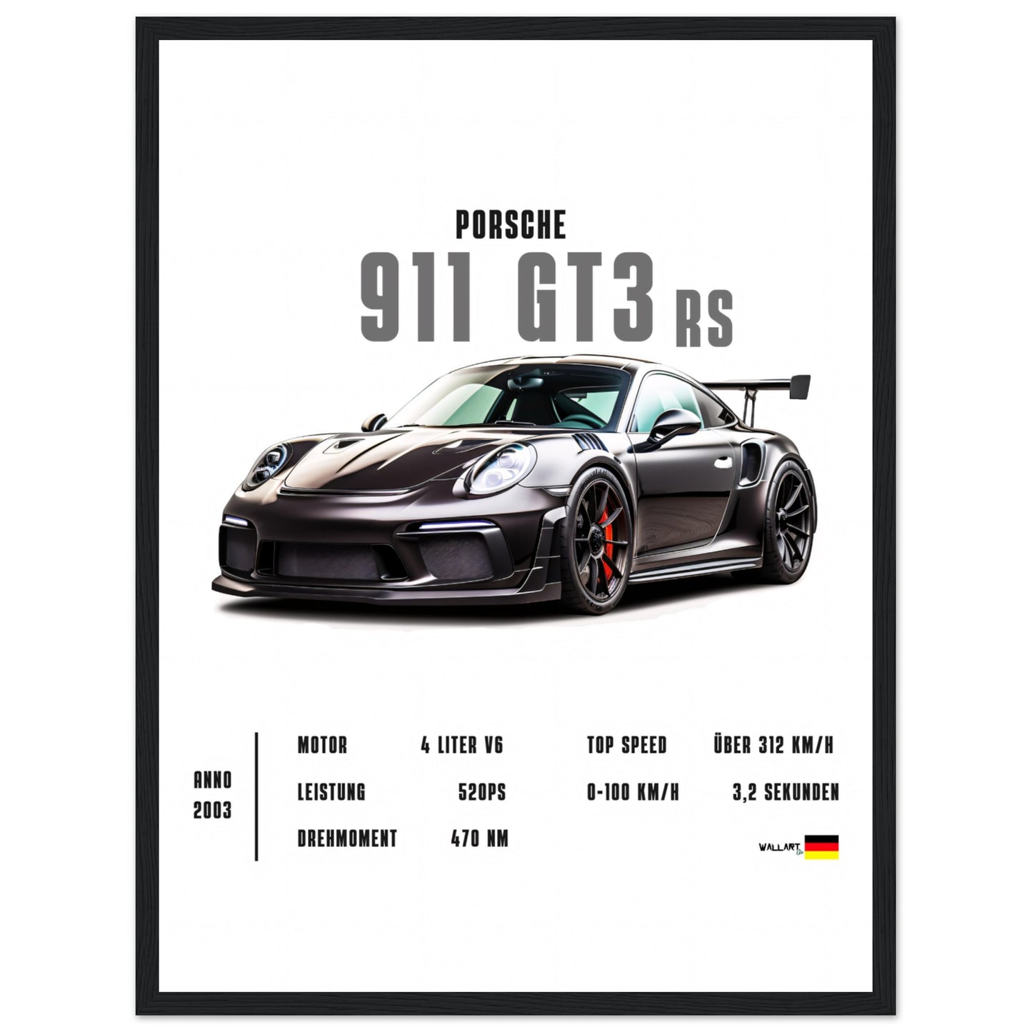 911 GT3 RS negro - Póster