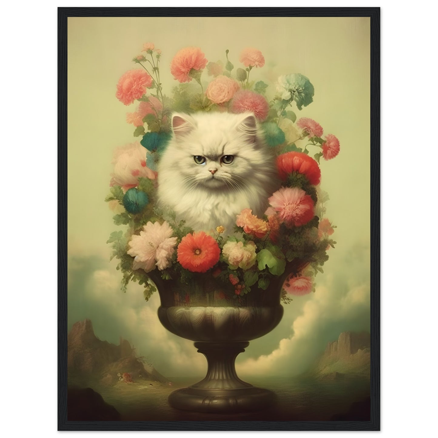 Cat in roses - Poster