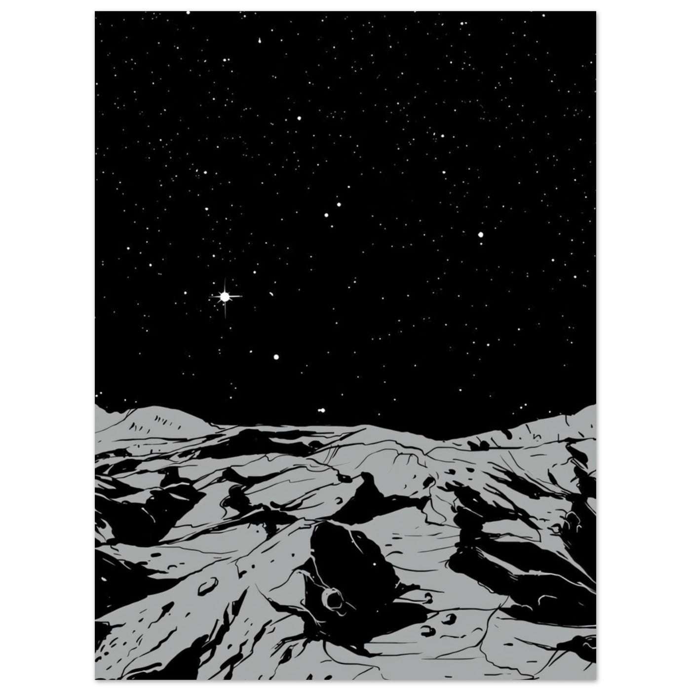 Mond Schwarz Weiß - Poster
