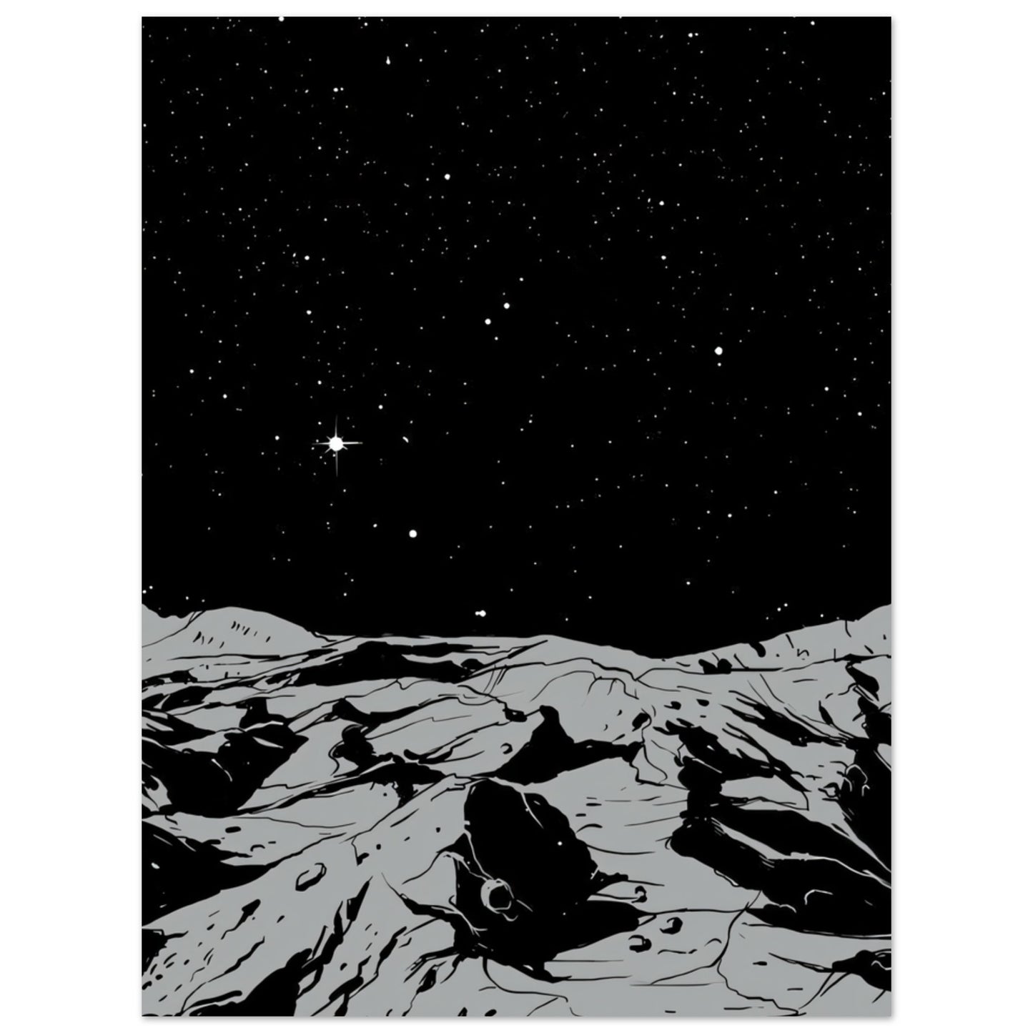 Mond Schwarz Weiß - Poster