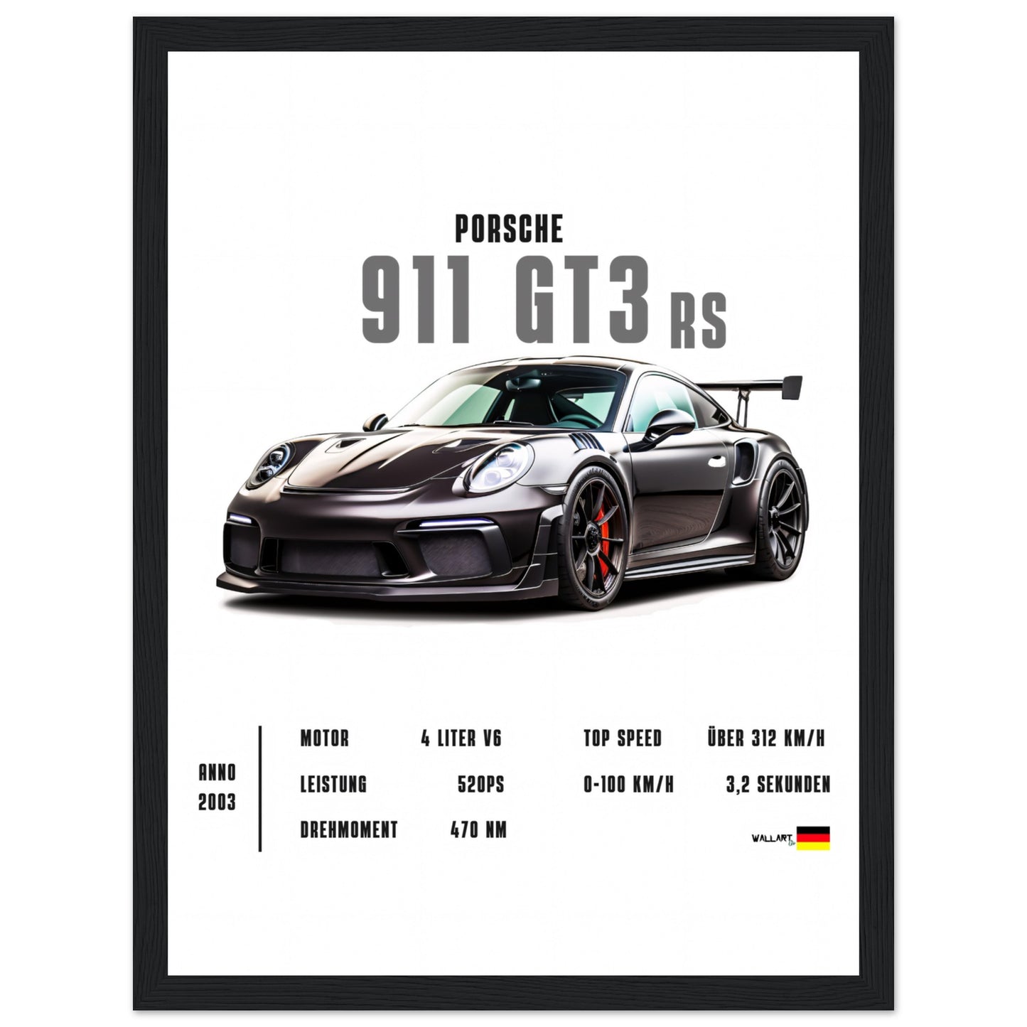 911 GT3 RS negro - Póster