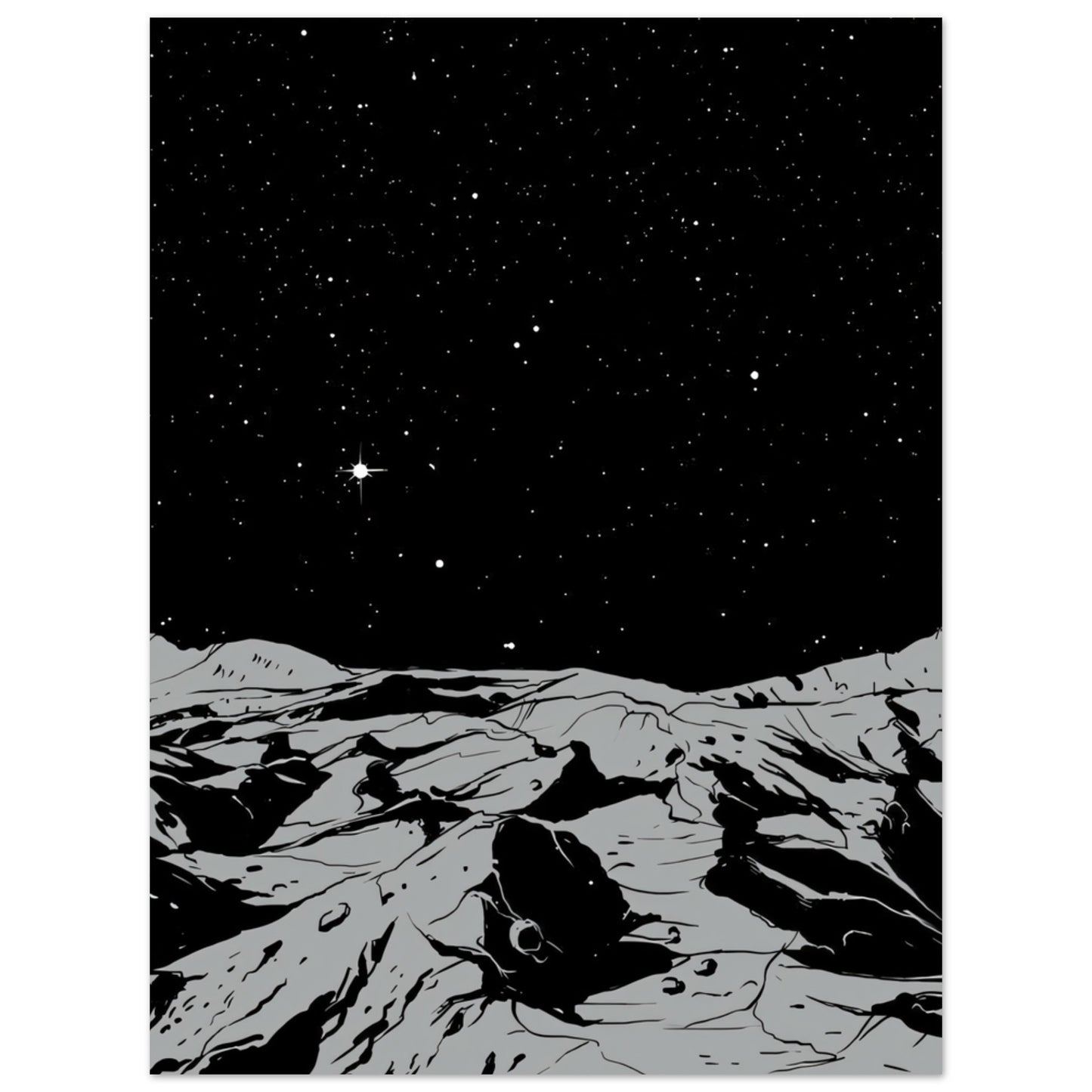 Mond Schwarz Weiß - Poster