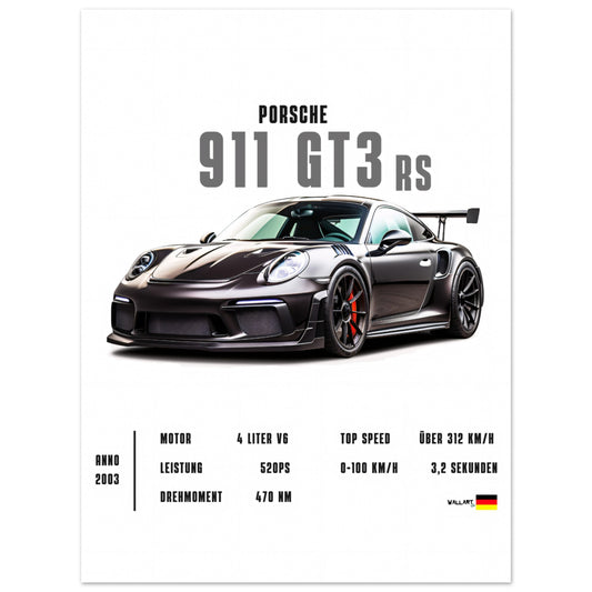 Black 911 GT3 RS - Poster