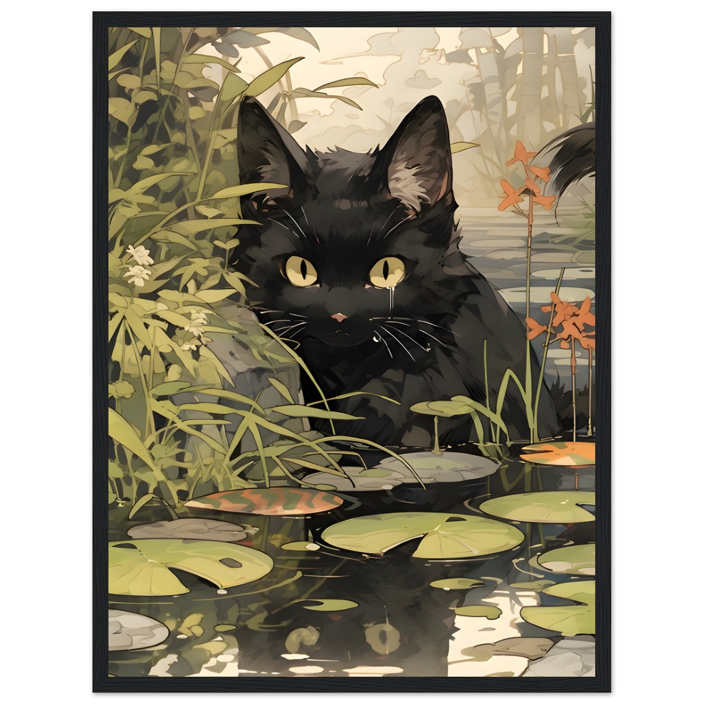 Cat by the Pond - Poster