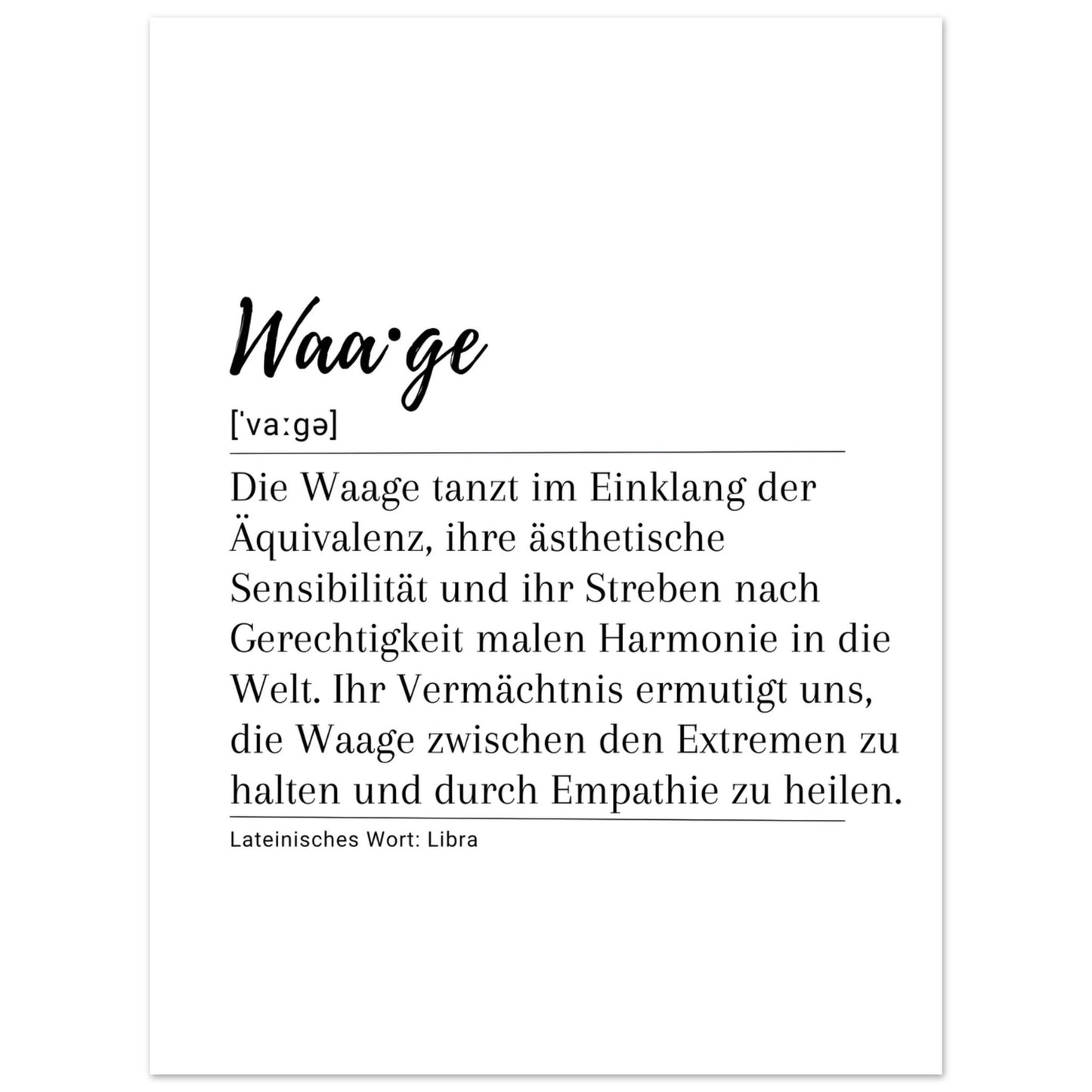 Waage - Poster